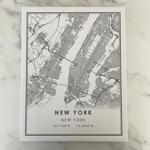 New York City Coordinates Canvas Wall Art Painting 14”x11”